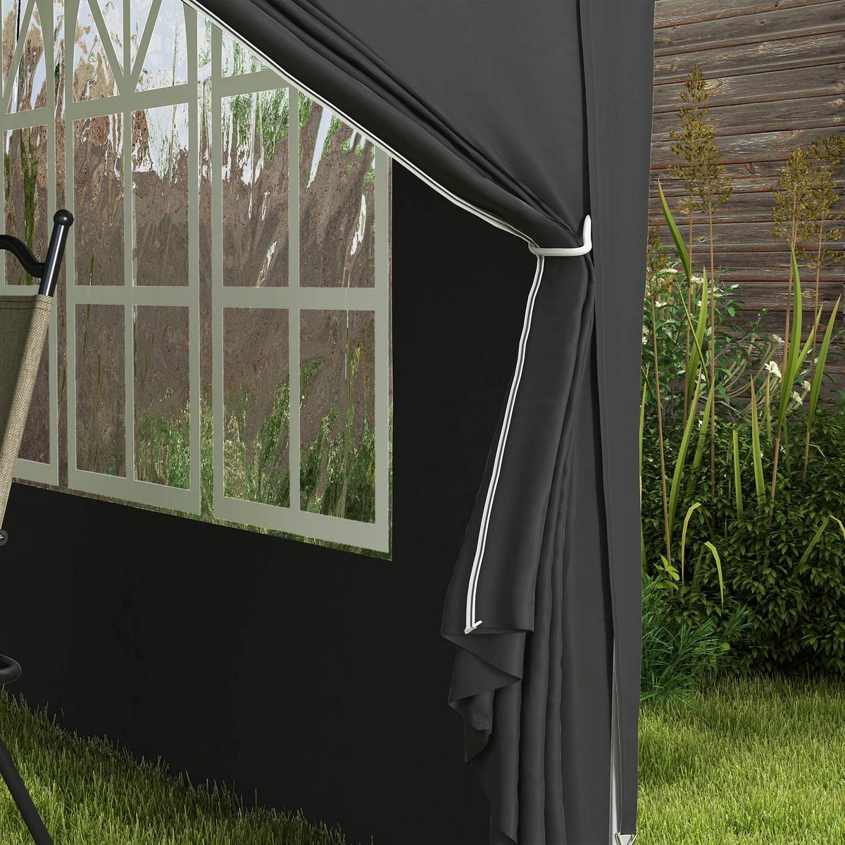 Gazebo approx. 3x3m, water-repellent, stable, winter-proof pop-up folding gazebo, UV protection 50+, foldable party tent, garden tent with 4 side panels, pocket garden gazebo for camping, garden, black
