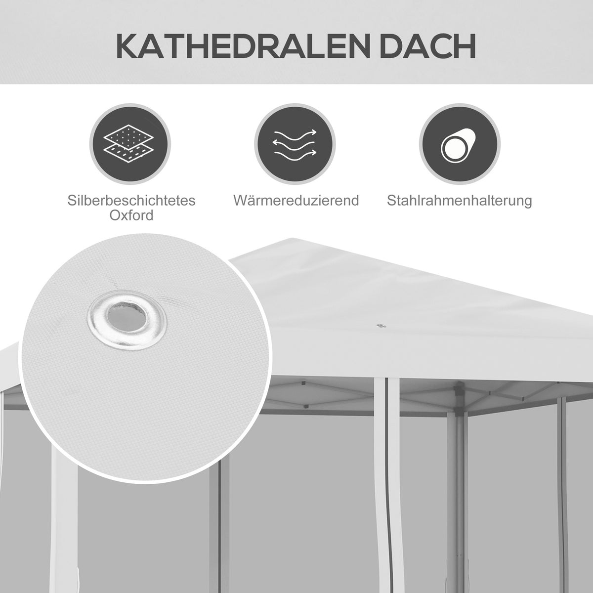 Gazebo approx. 3x3m, water-repellent, stable, winter-proof pop-up folding gazebo with UV protection, foldable party tent, garden tent with 4 side panels, bag garden gazebo for camping garden, cream white