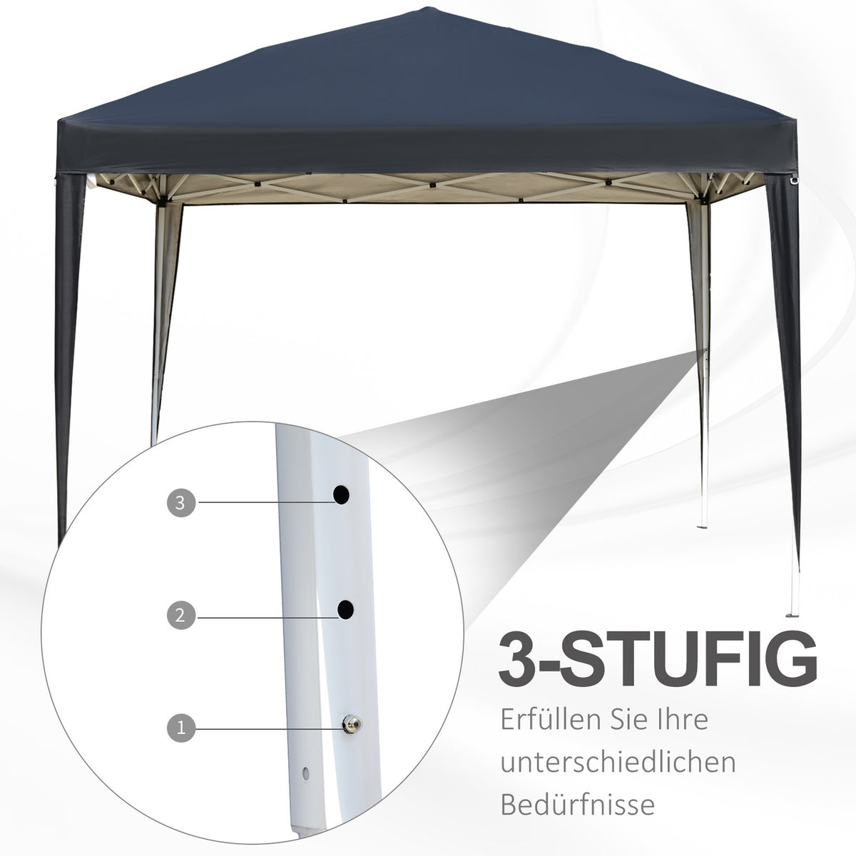 Gazebo approx. 3x3m, water-repellent, stable, winter-proof pop-up folding pavilion, UV protection, foldable party tent, garden tent with bag, garden pavilion for camping, garden, black