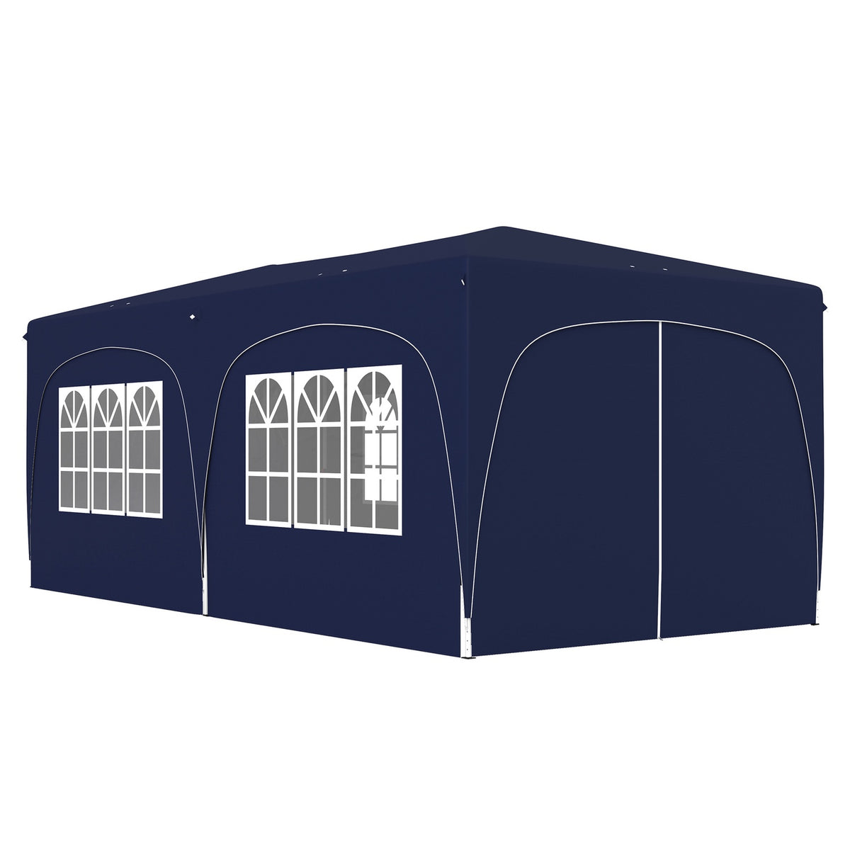 Gazebo approx. 3x6m, water-repellent, stable, winter-proof pop-up folding gazebo, UV protection 50+, foldable party tent, garden tent with 6 side panels, pocket garden gazebo for camping, garden, dark blue