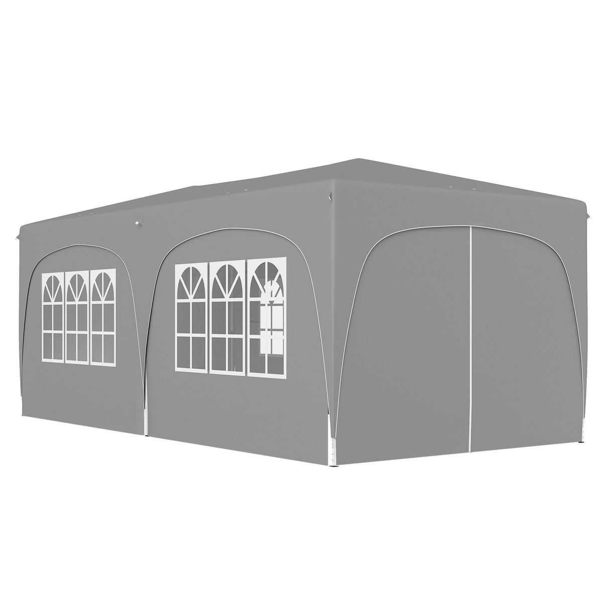 Gazebo approx. 3x6m, water-repellent, stable, winter-proof pop-up folding gazebo, UV protection 50+, foldable party tent, garden tent with 6 side panels, pocket garden gazebo for camping, garden, light gray