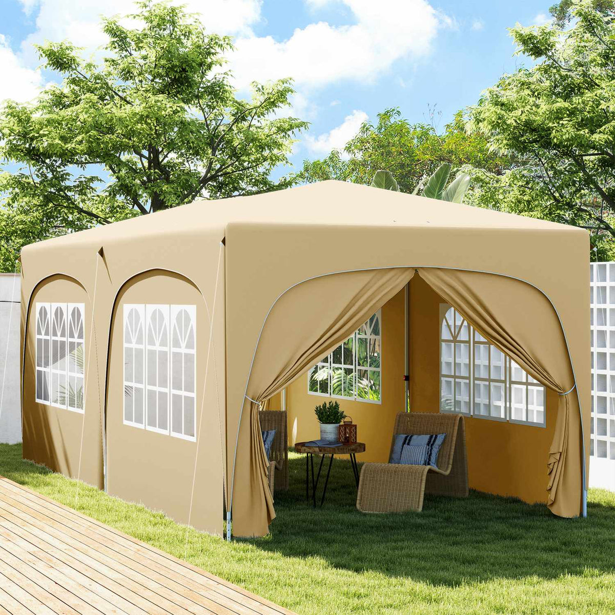 Gazebo approx. 3x6m, water-repellent, stable, winter-proof pop-up folding gazebo, UV protection 50+, foldable party tent, garden tent with 6 side panels, pocket garden gazebo for camping, garden, sand