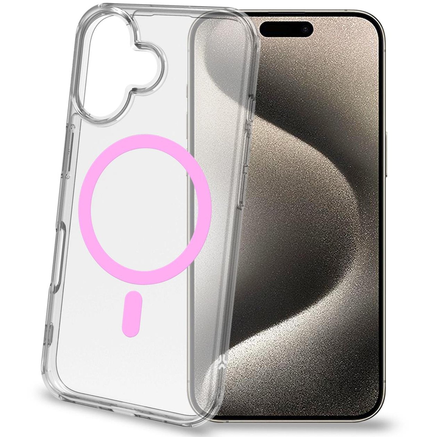 Gelskin mag Magnetic Cover MagSafe iPhone 16 Transparent + Pink