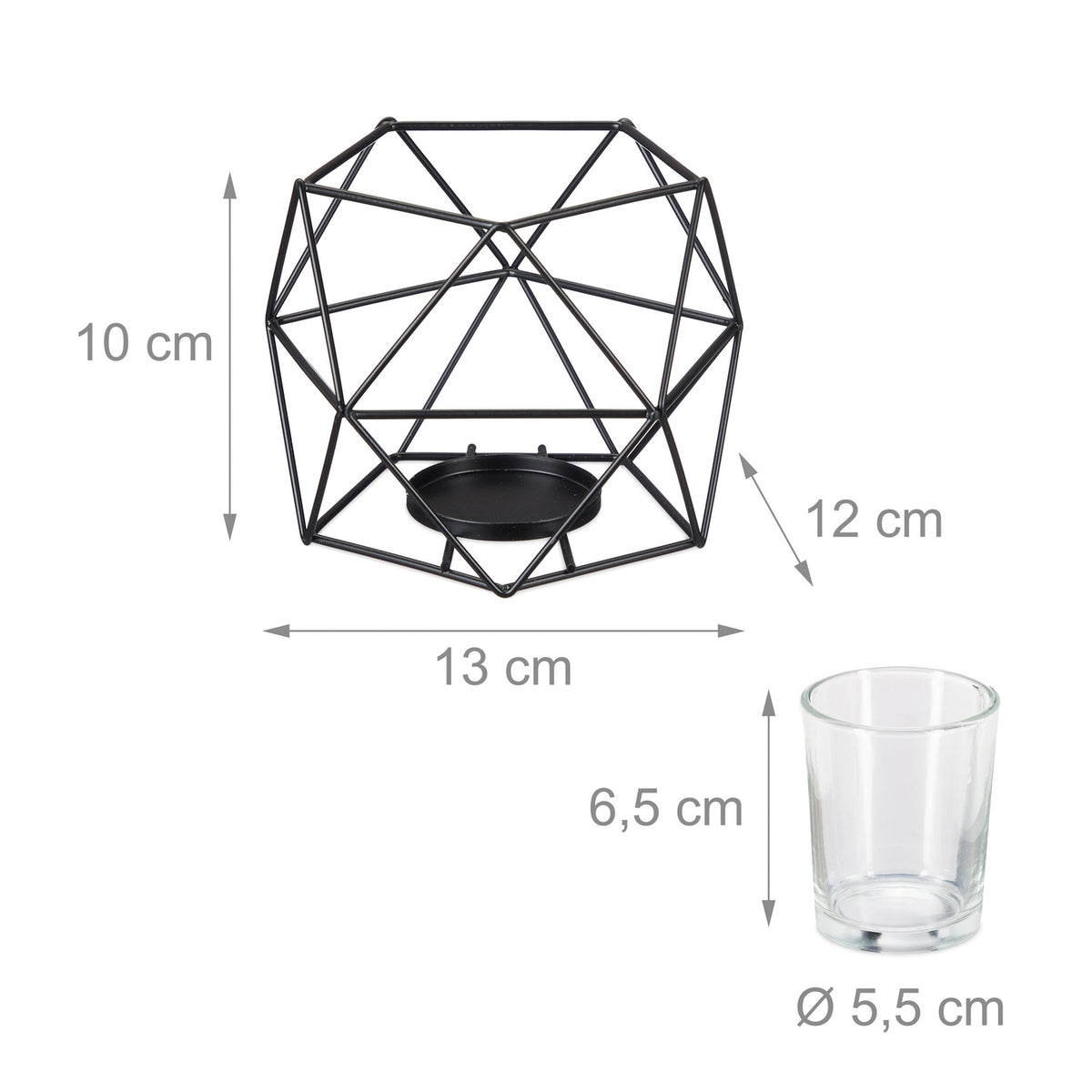 Geometric Metal Tealight Candle Holders, Set of 2