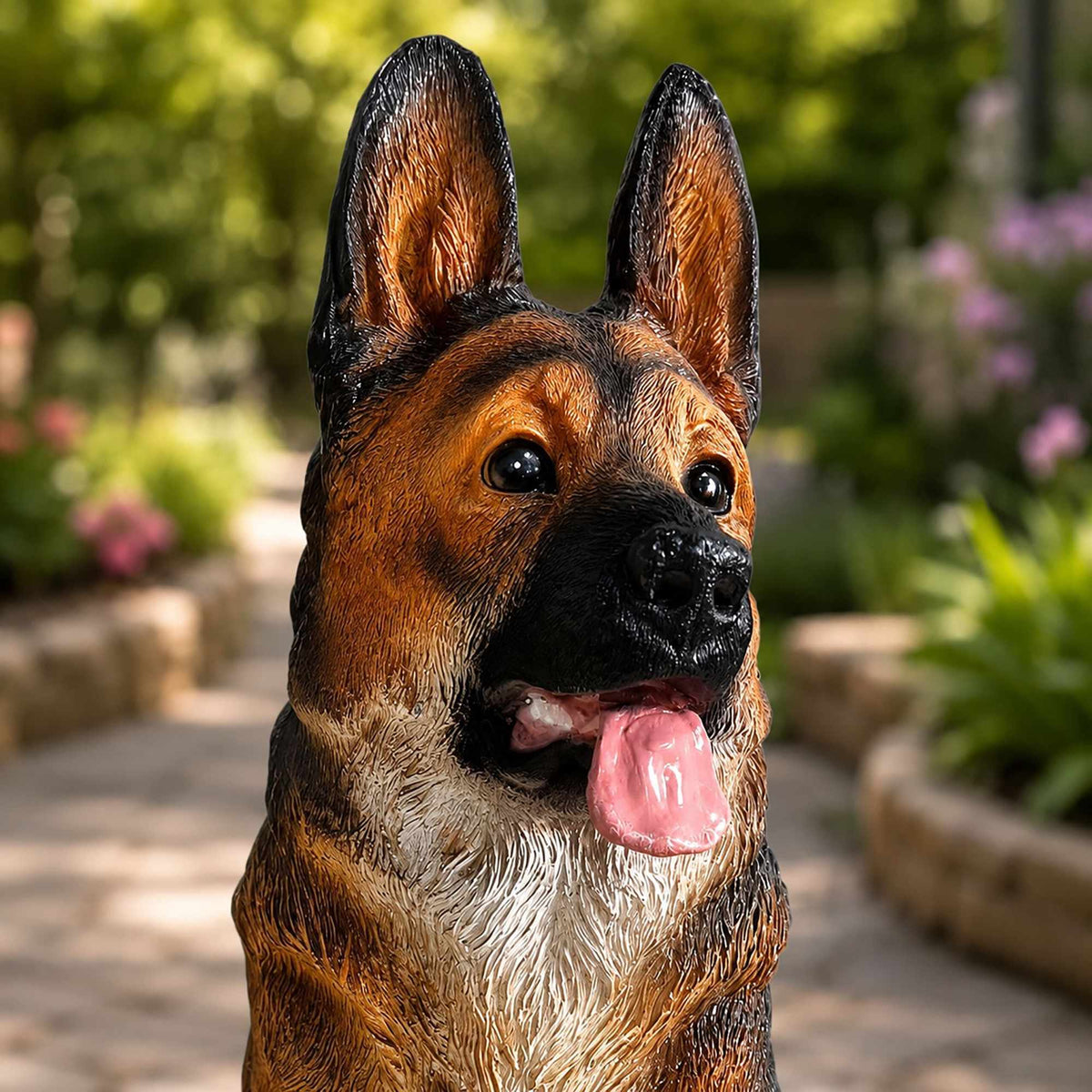 German Shepherd Garden Statue, Polyresin, 114 cm