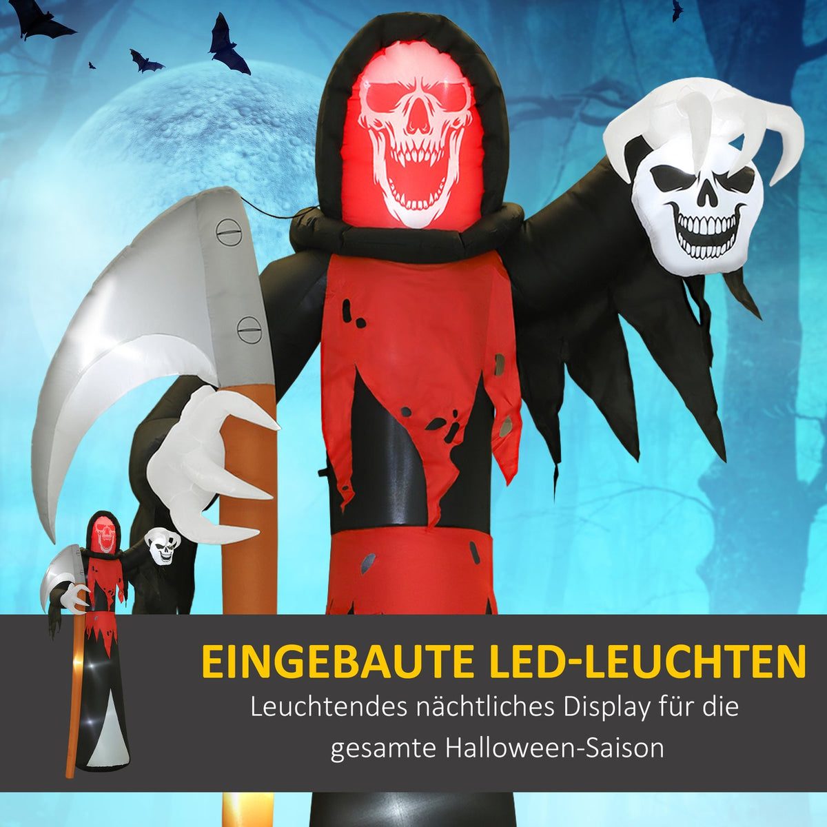 Giant 3.7m Grim Reaper with LED Lights for Outdoor
