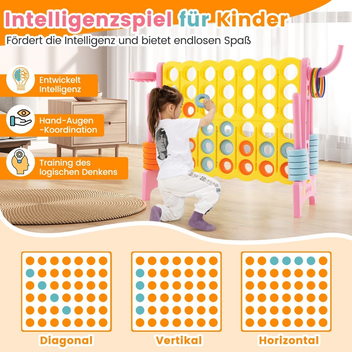 Giant 4-in-a-Row Game Set with Basketball Hoop