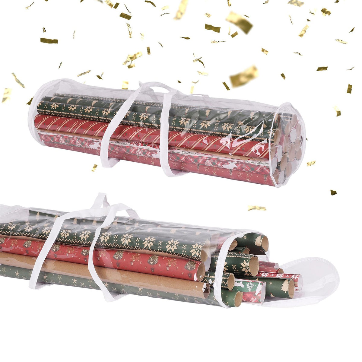 Gift Wrap Organizer Bags, 2-Pack, Transparent Storage