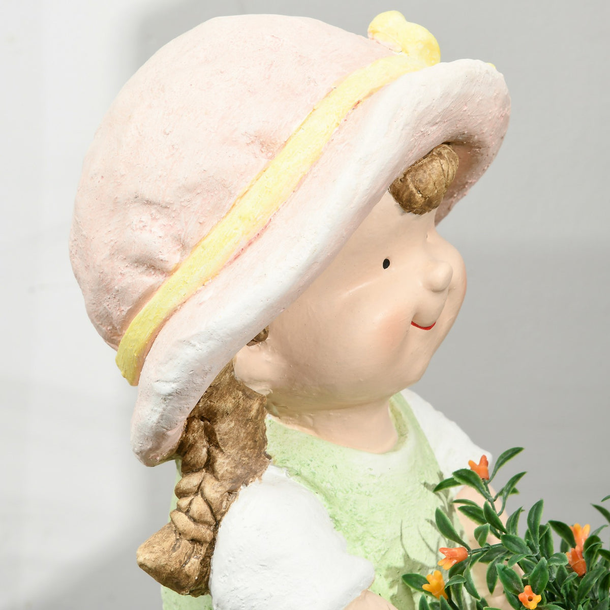 Girl With Flower Pot Weather Resistant Garden Figurine Plant Pot Ornament Sculpture For Home Decor Garden Yard