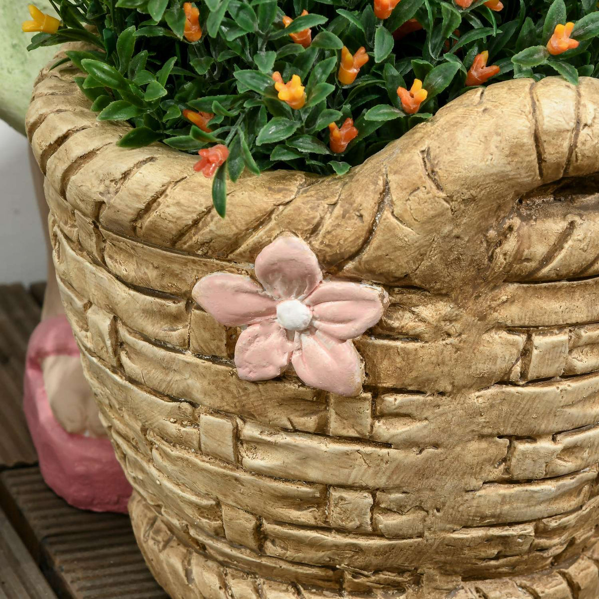 Girl With Flower Pot Weather Resistant Garden Figurine Plant Pot Ornament Sculpture For Home Decor Garden Yard