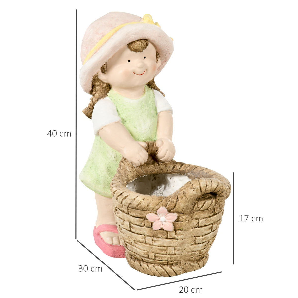 Girl With Flower Pot Weather Resistant Garden Figurine Plant Pot Ornament Sculpture For Home Decor Garden Yard