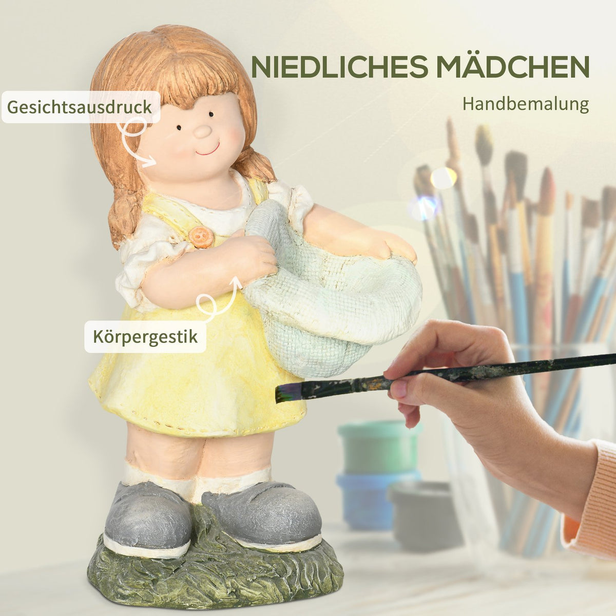 Girl With Hat Weatherproof Garden Statue 45Cm Birdhouse Ornament Garden Decoration Sculpture Home Decoration