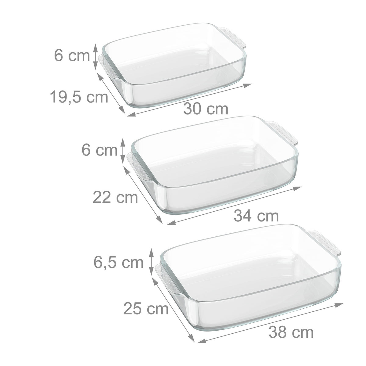 Glass Baking Dish Set, 3 Sizes with Handles