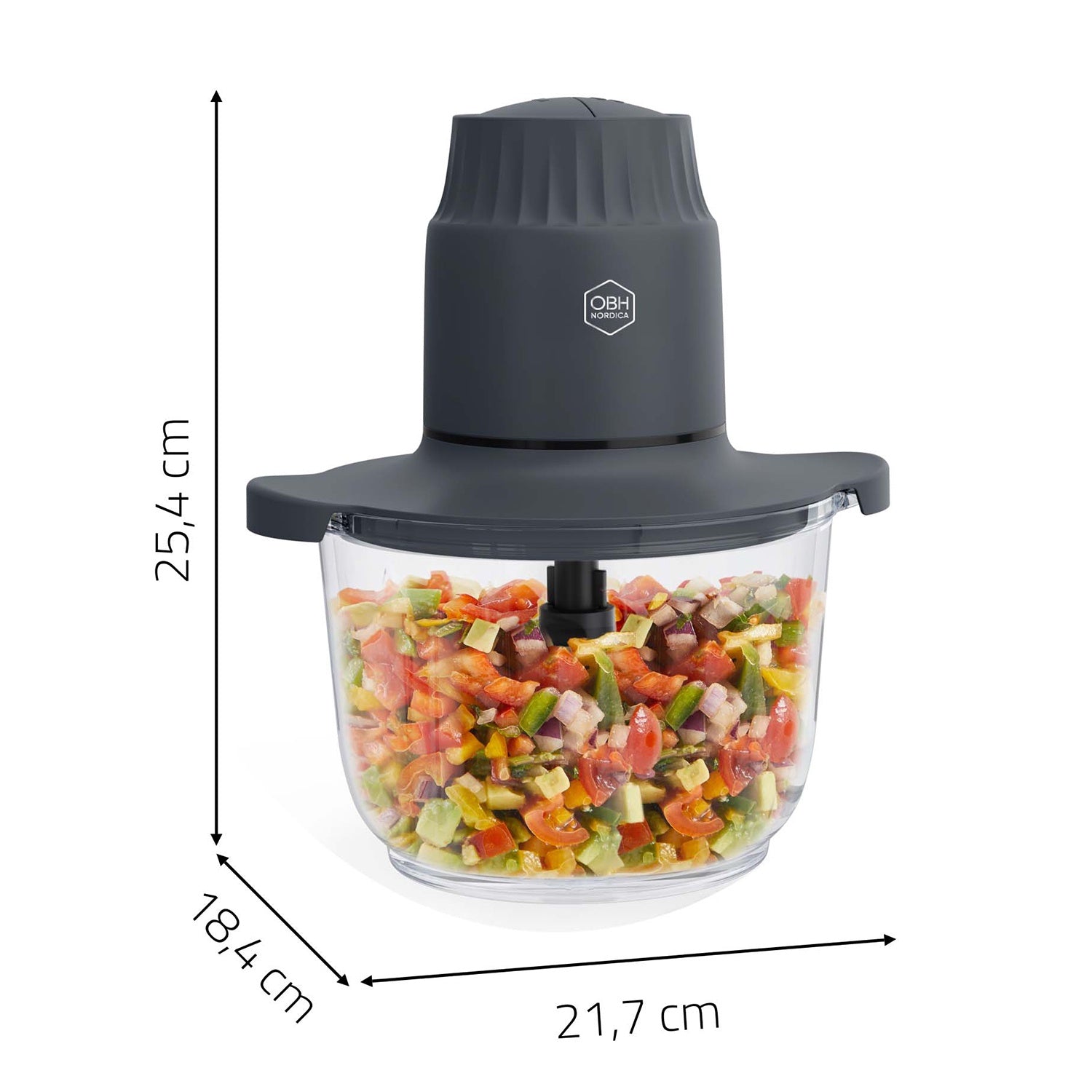 Glass Bowl Food Chopper, 2L Capacity, 500W Power