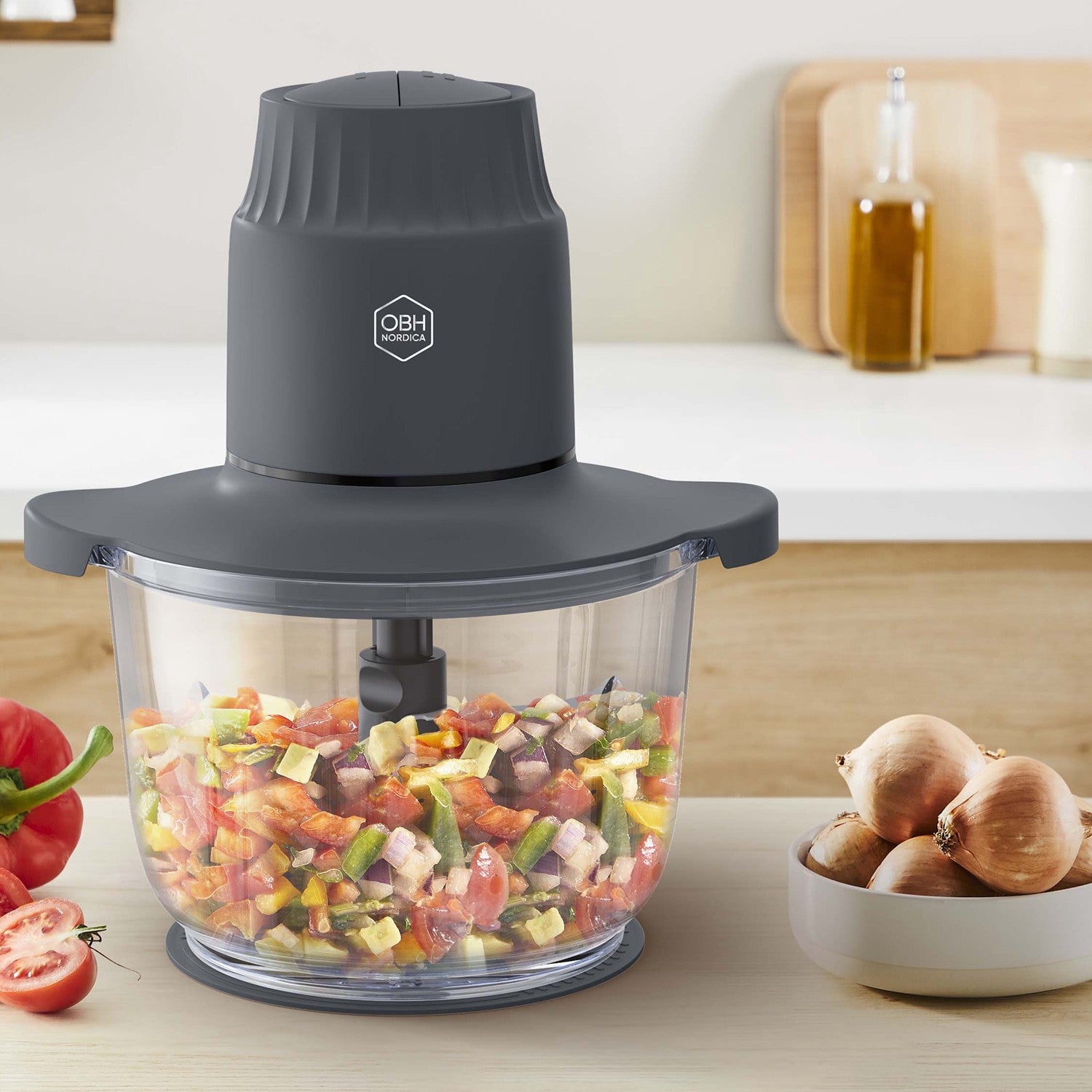 Glass Bowl Food Chopper, 2L Capacity, 500W Power