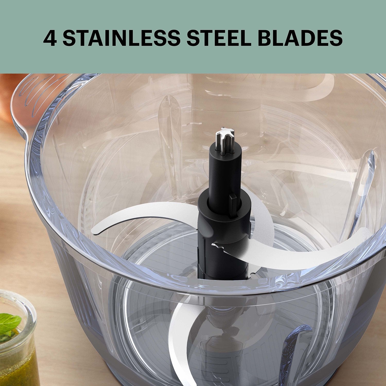 Glass Bowl Food Chopper, 2L Capacity, 500W Power