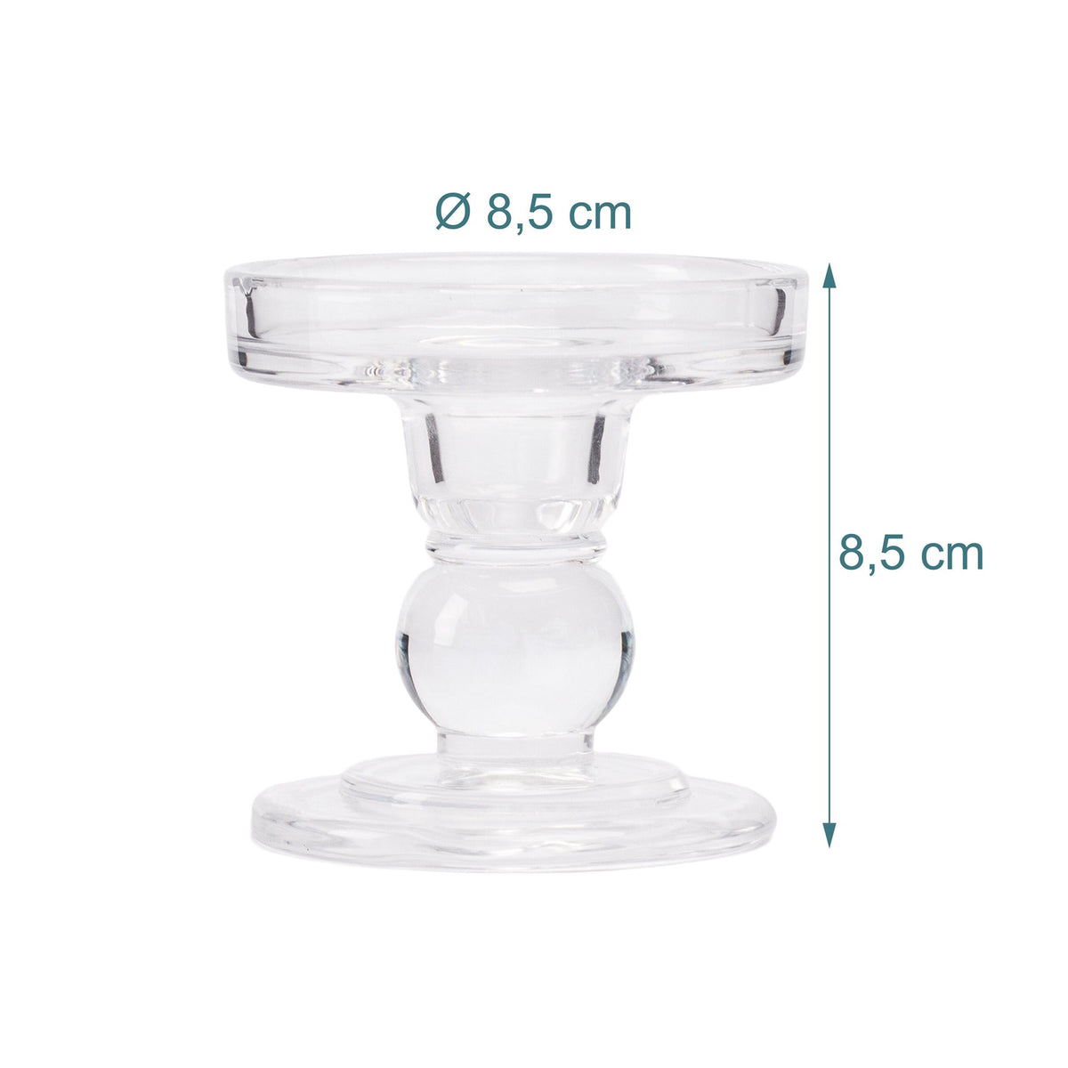 Glass Candle Holders, Set of 2 for Taper & Pillar Candles