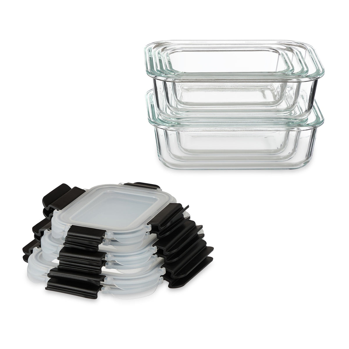 Glass Food Storage Containers with Lids, Set of 12