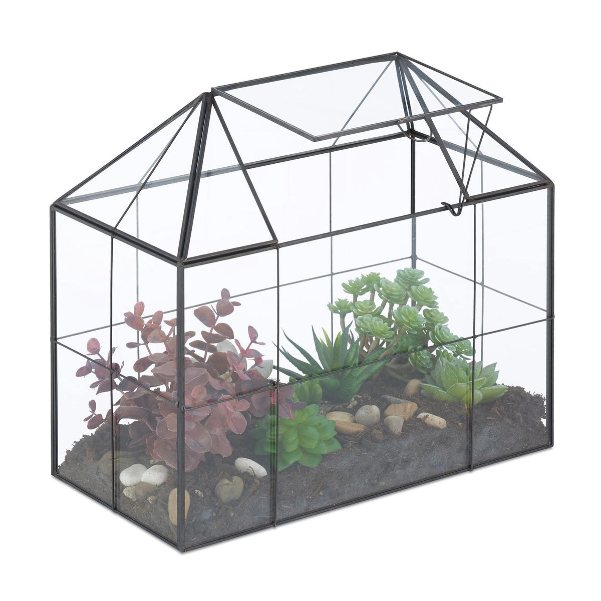 Glass House-Shaped Terrarium for Indoor Plants