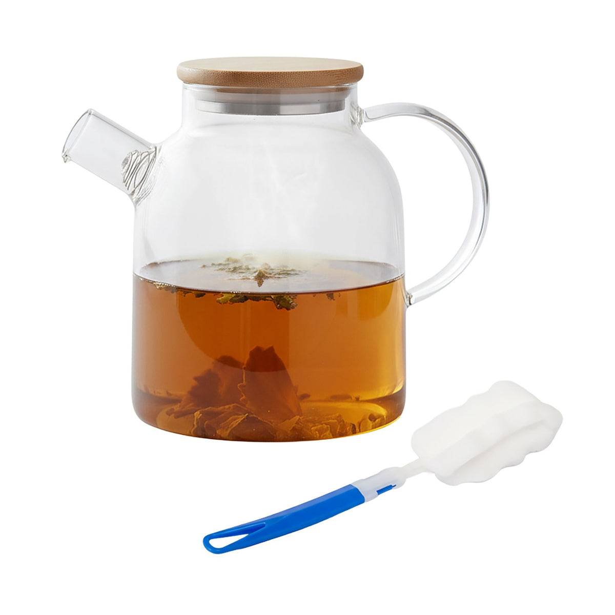 Glass Teapot with Bamboo Lid – Borosilicate, Strainer