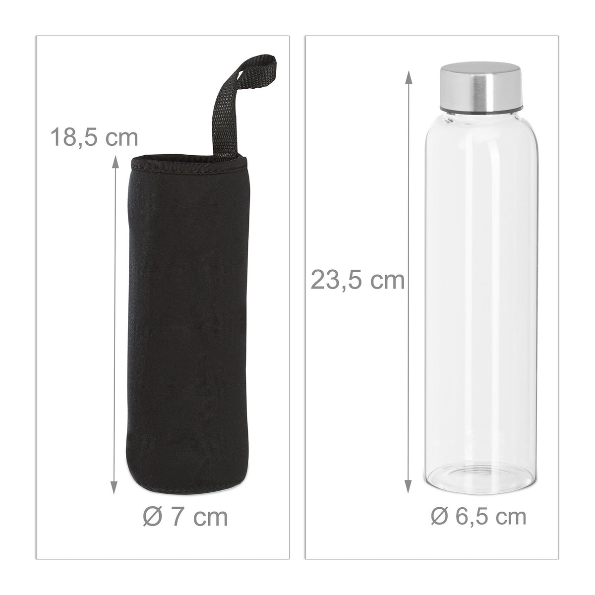 Glass drink bottles - set of 8