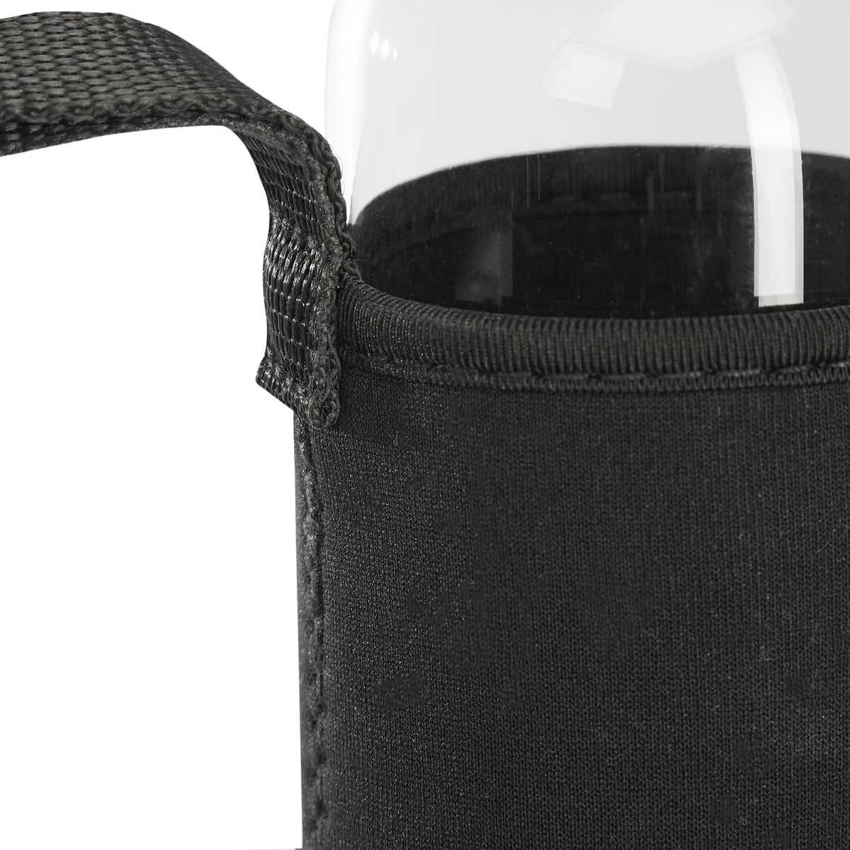Glass drinking bottle with lid