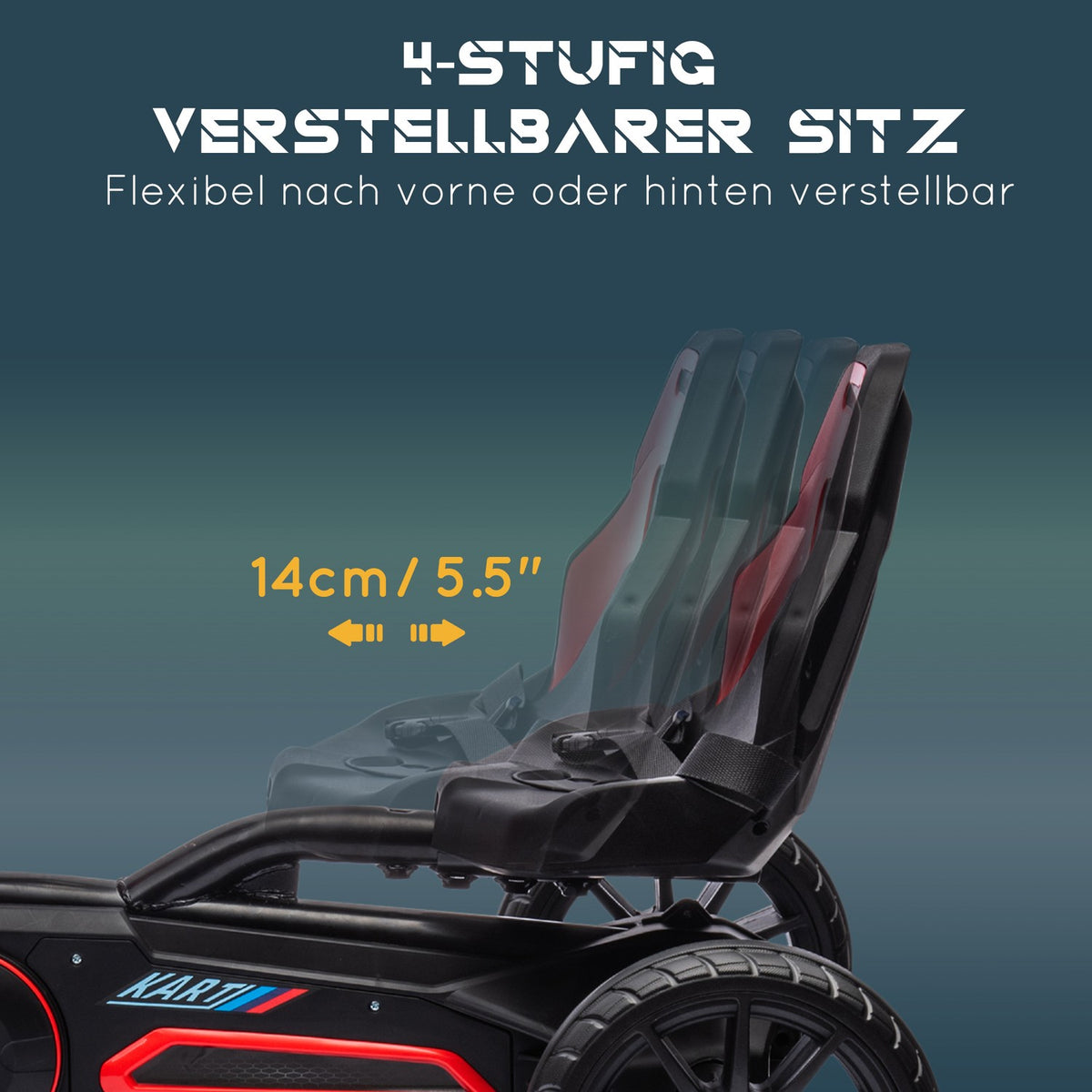 Go-Kart, Children'S Vehicle With Adjustable Seat, Pedal Vehicle, Pedal Car With Handbrake, Kettcar For Children Aged 3-8 Years
