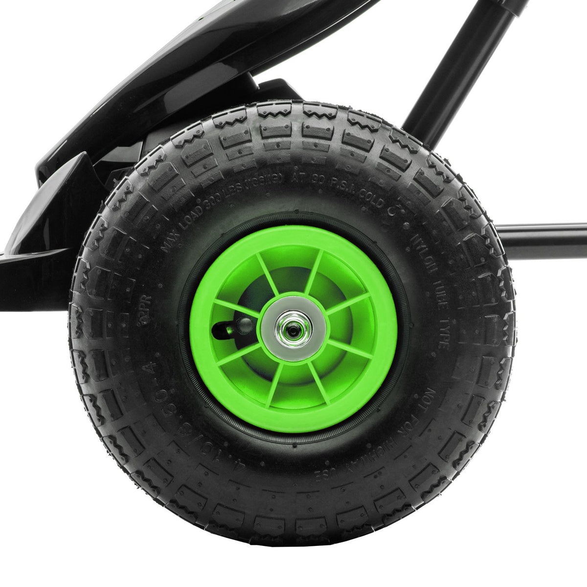 Go-Kart Children'S Vehicle With Adjustable Seat, Rubber Tires, Pedal & Handbrake, From 5 Years, Green + Black
