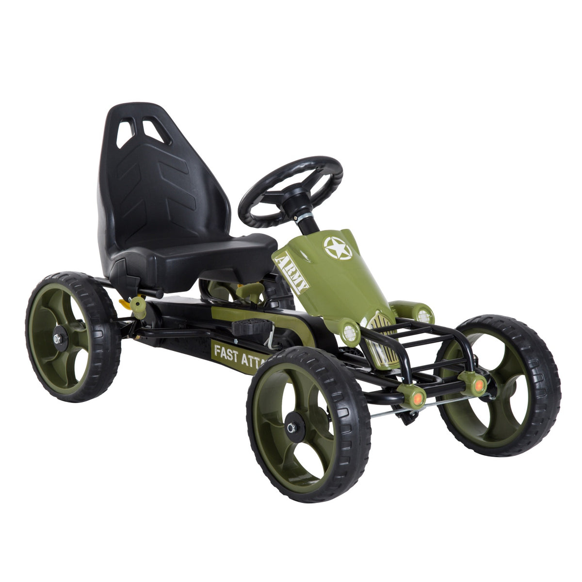 Go Kart Pedal Car Pedal Vehicle with Handbrake Adjustable Seat from 3 Years Green 105 x 54 x 61 cm