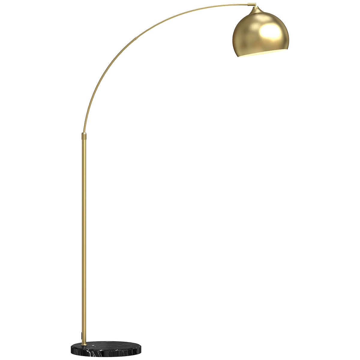 Gold Arc Floor Lamp with Adjustable Stand, Marble Base