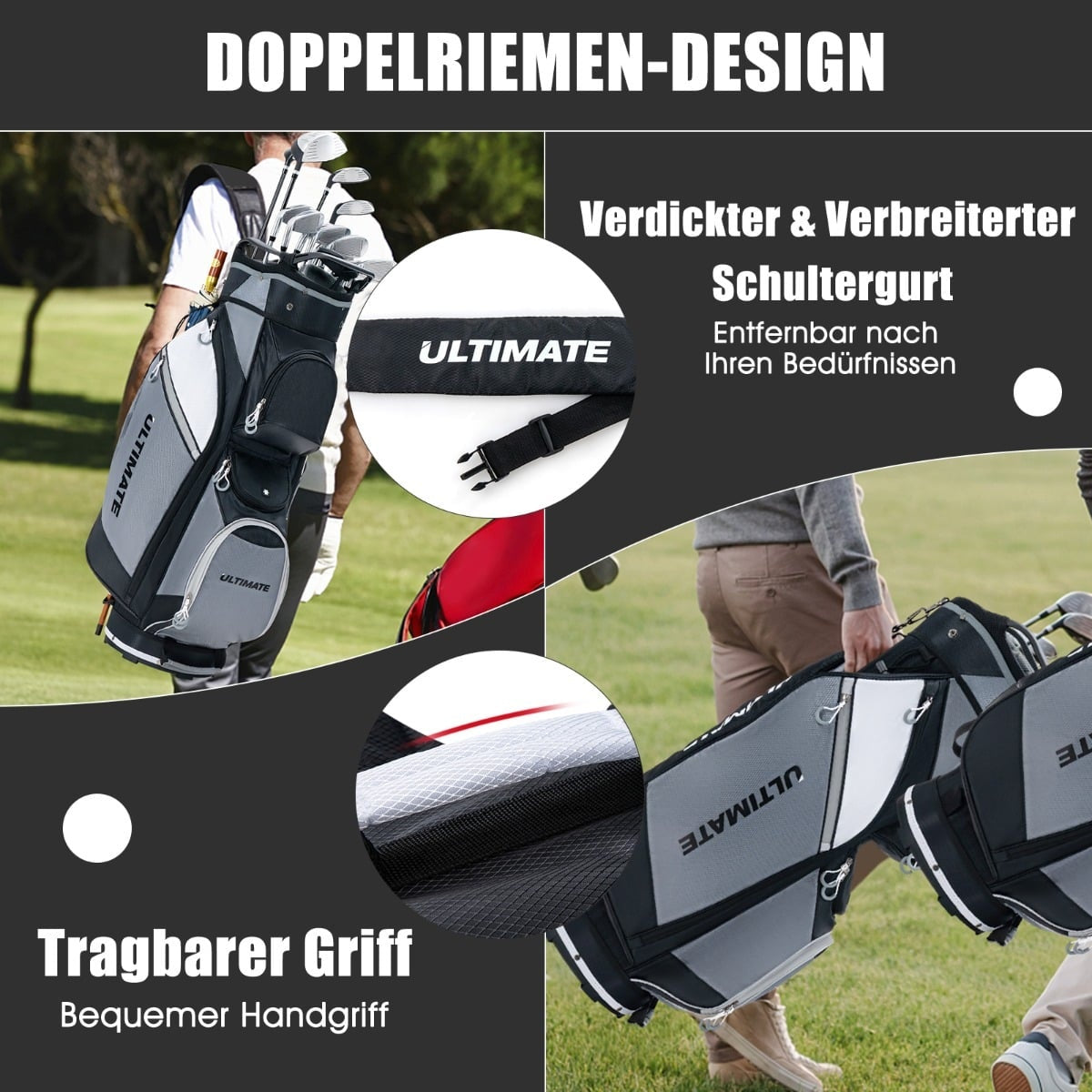 Golf Bag with 14 Dividers, Waterproof Pocket, Black/Grey