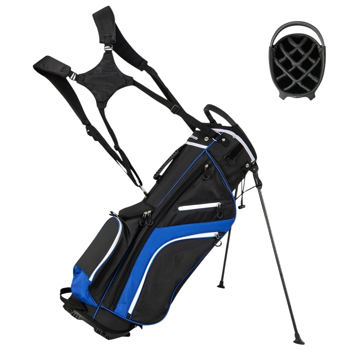 Golf Bag with 14-Way Divider, 6 Pockets, Rain Cover, Blue