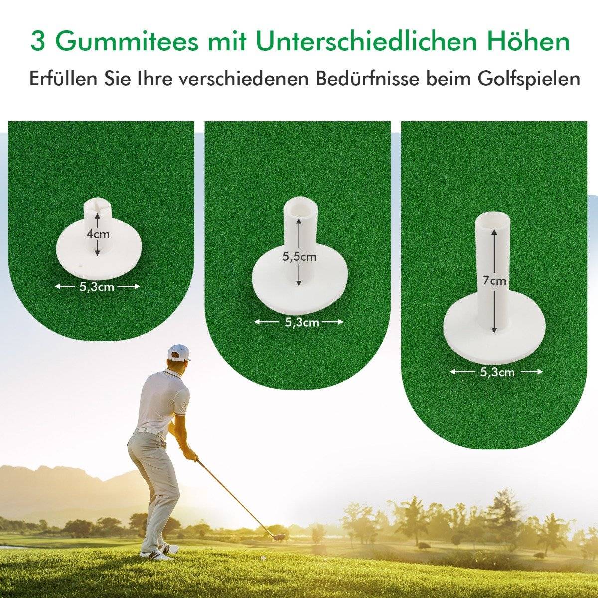 Golf Hitting Mat Standard Golf Practice Mat with Real Feel 1.5 x 1m Green