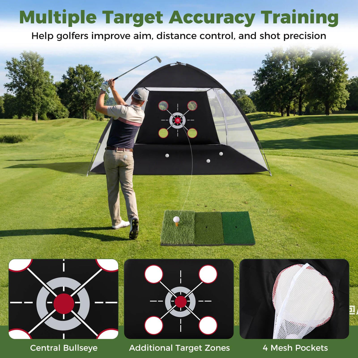 Golf Practice Net 314 x 179 x 199 cm with Tri-Turf Mat