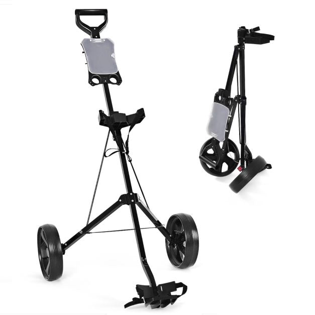 Golf Push Cart, Foldable 2-Wheel Steel Frame, Scoreboard