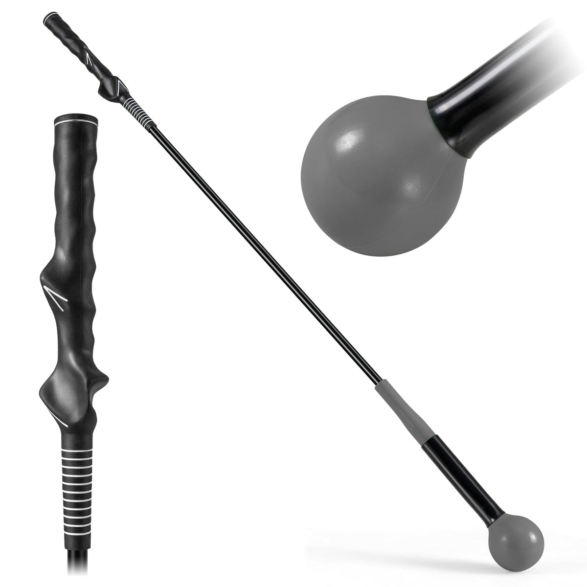 Golf Swing Trainer Aid, 100cm, Weighted Head, Gray