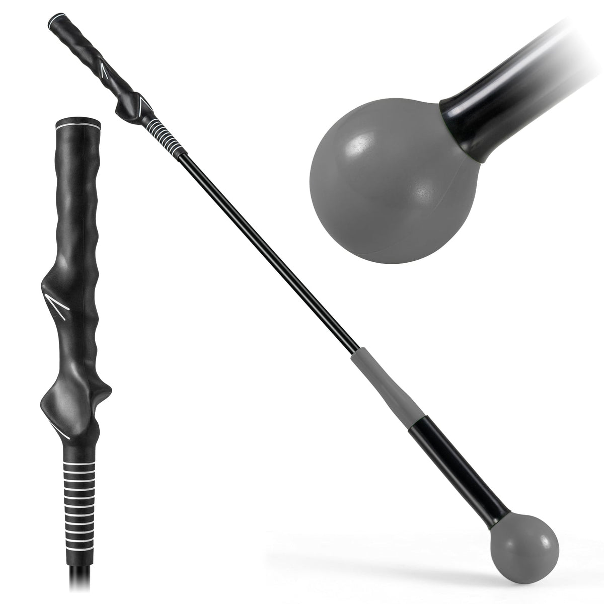 Golf Swing Trainer Aid, 80cm, Weighted Head, Gray