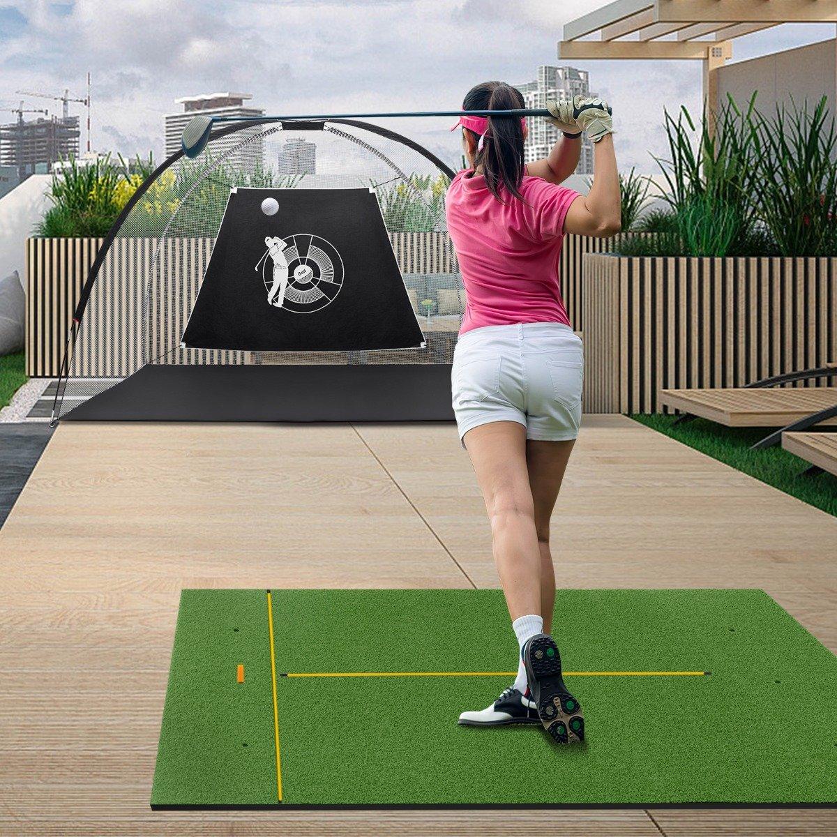 Golf hitting mat 2 rubber tees & 2 alignment rods & 6 tee positions 152 x 117 cm thickness 32 mm