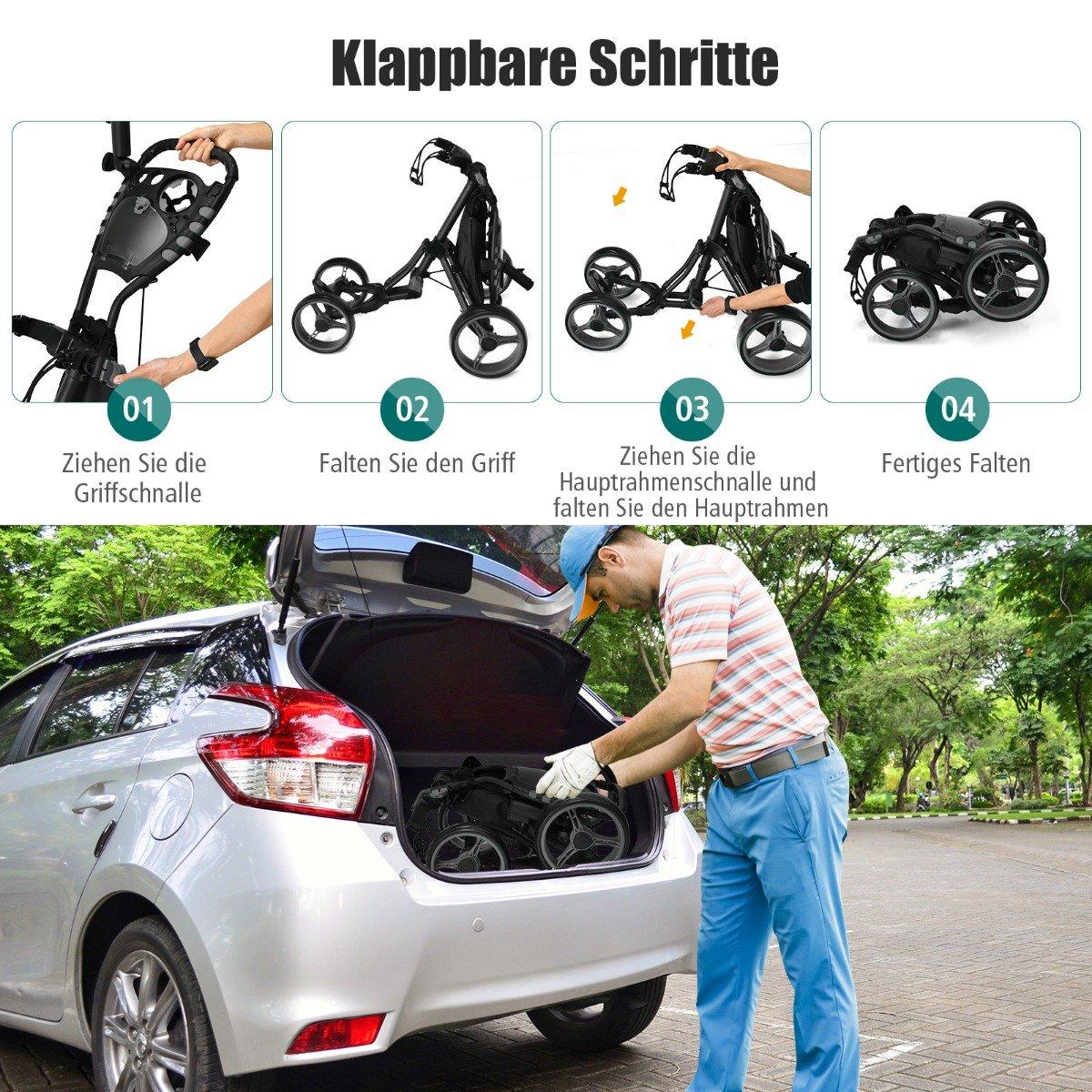 Golf trolley 4 wheel golf trolley golf cart golf foldable golf caddy golf push cart made of aluminum gray