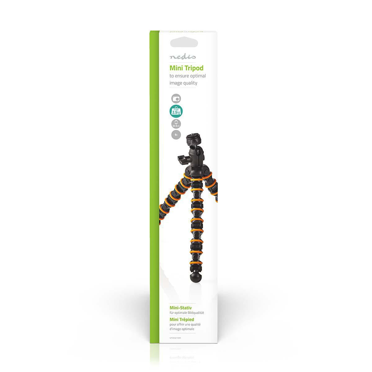 Gorilla pod | Maximum load capacity: 2.5 kg | 30.0 cm | 9 Segment | Ball head | ABS / Plastic | Orange / Black