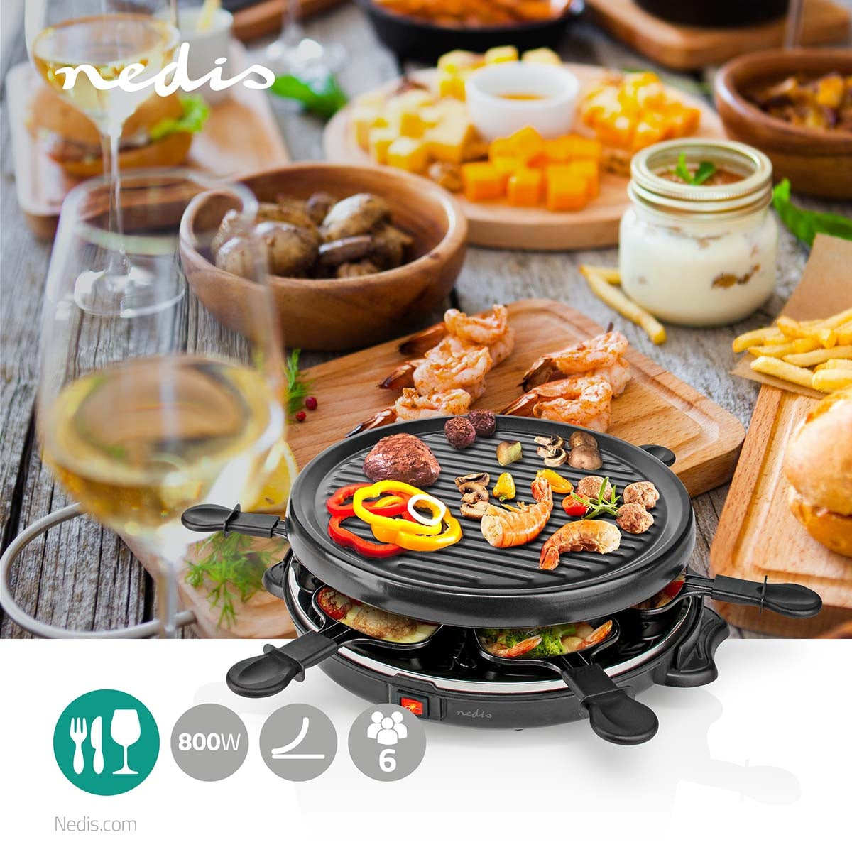 Gourmet / Raclette | Grill | 6 Persons | Spatula | Non-stick coating | Round