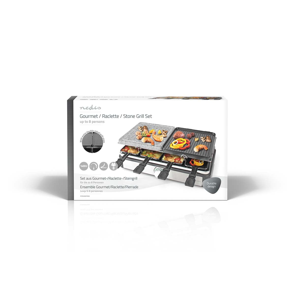 Gourmet / Raclette | Grill / Stone | 8 Persons | Spatula | Temperature setting | Non-stick coating | Rectangle