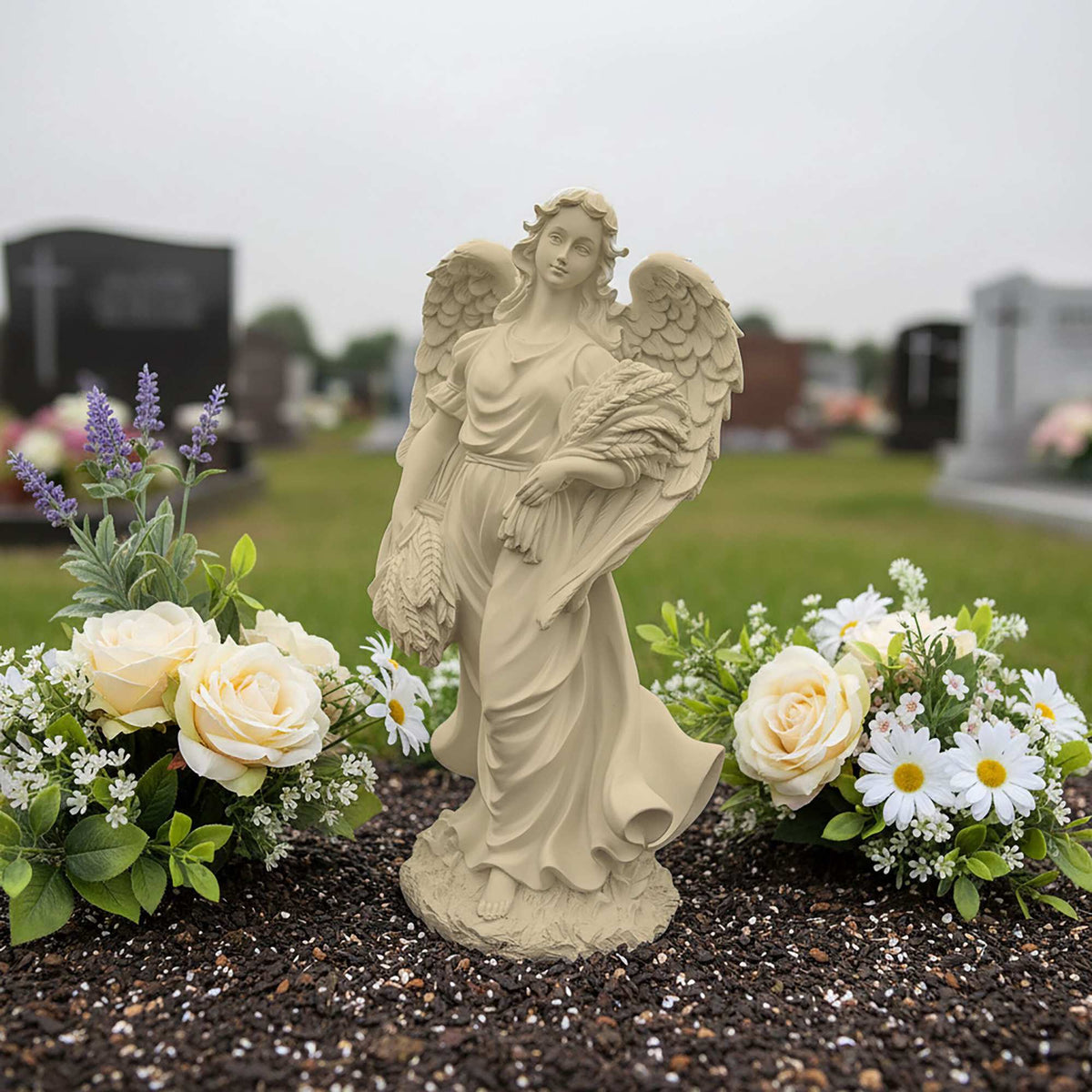 Grave Angel Statue, Weather-Resistant Memorial Ornament