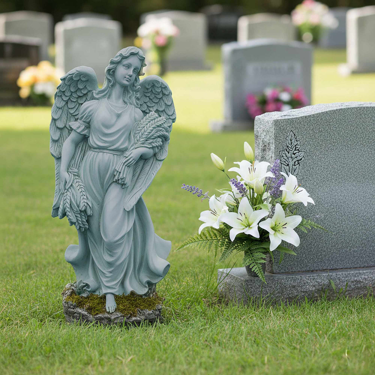 Grave Angel Statue for Cemetery or Garden, Large, Weather-Resistant