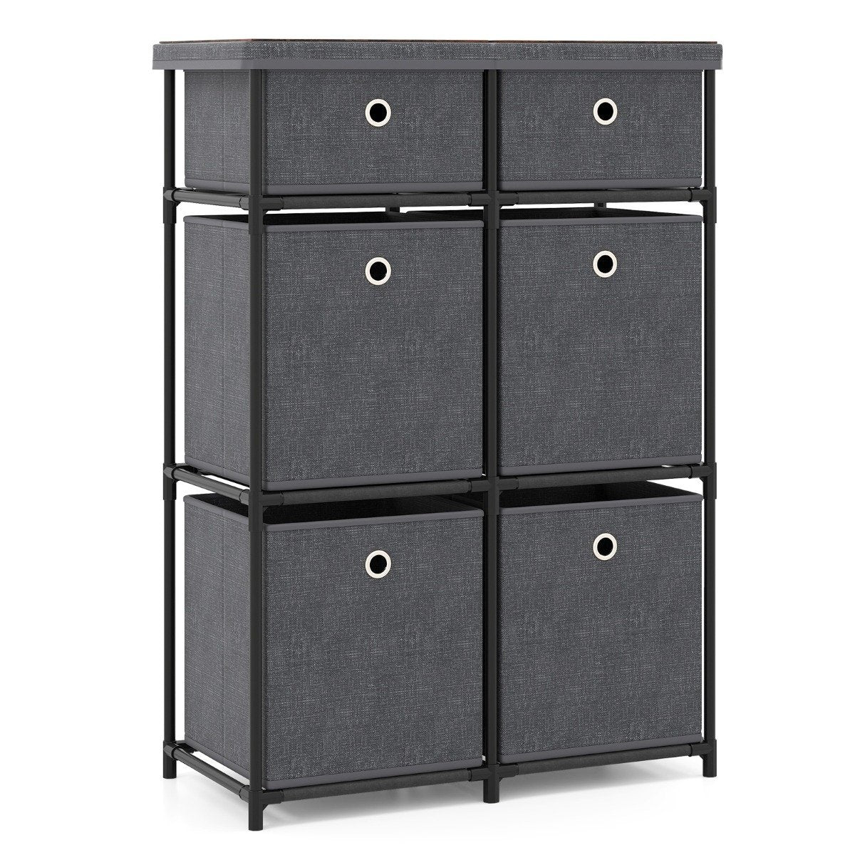 Gray Dresser with 6 Drawers and Metal Frame