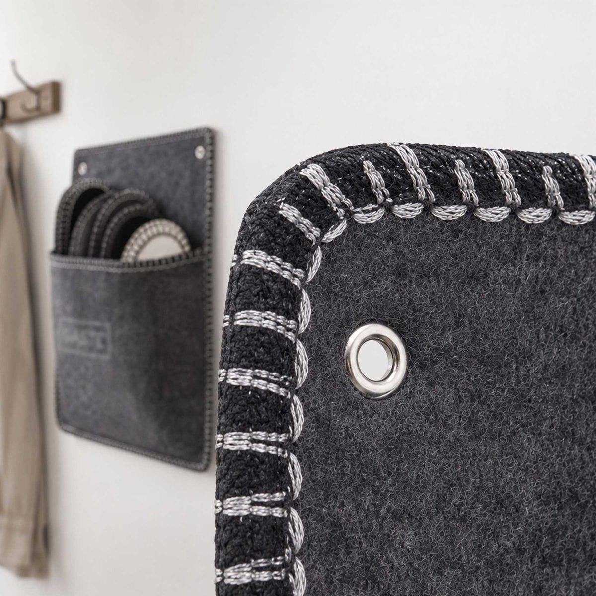 Gray Felt Guest Slippers Set, 6 Pairs with Storage Bag