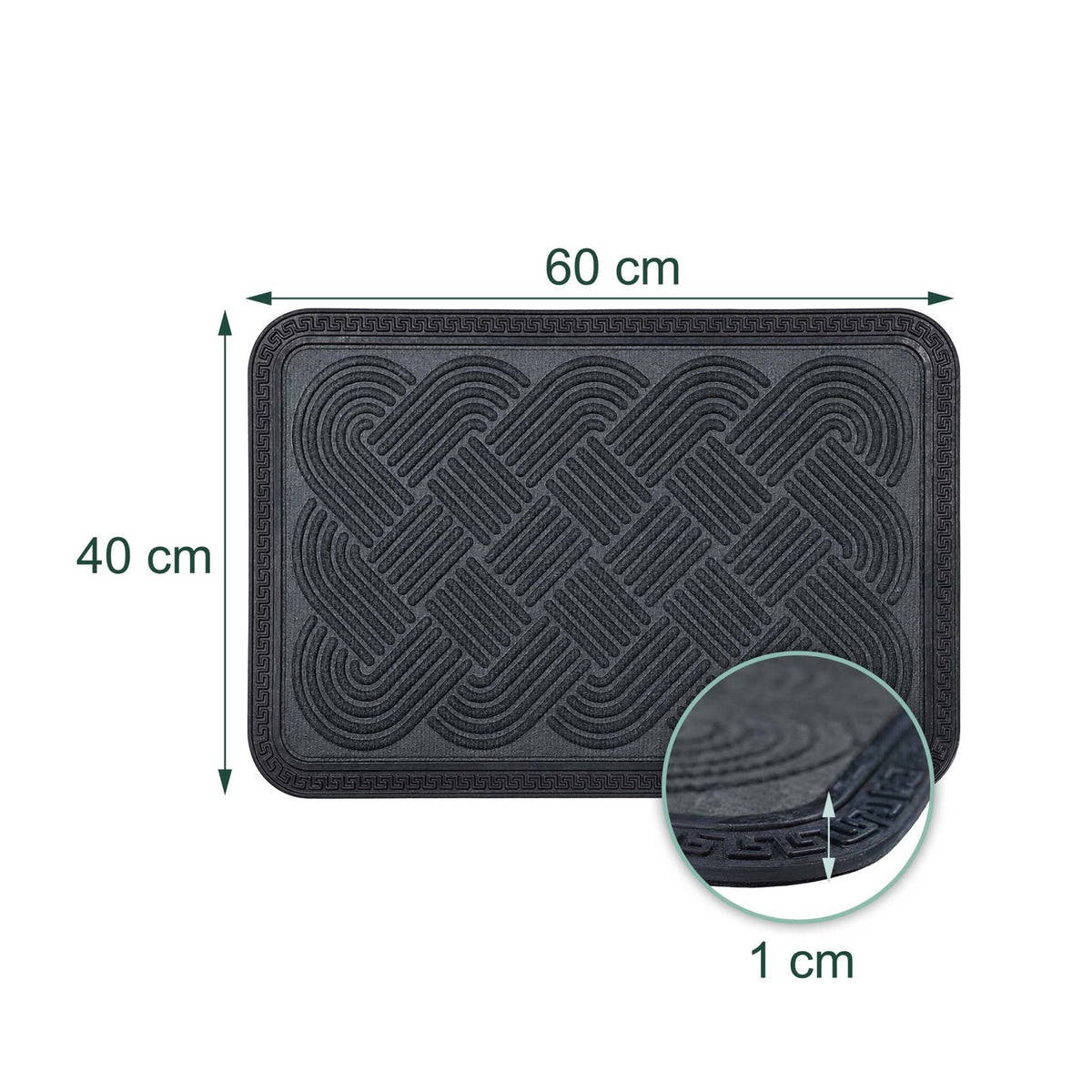 Gray Polypropylene Doormat, 60 x 40 cm, Non-Slip