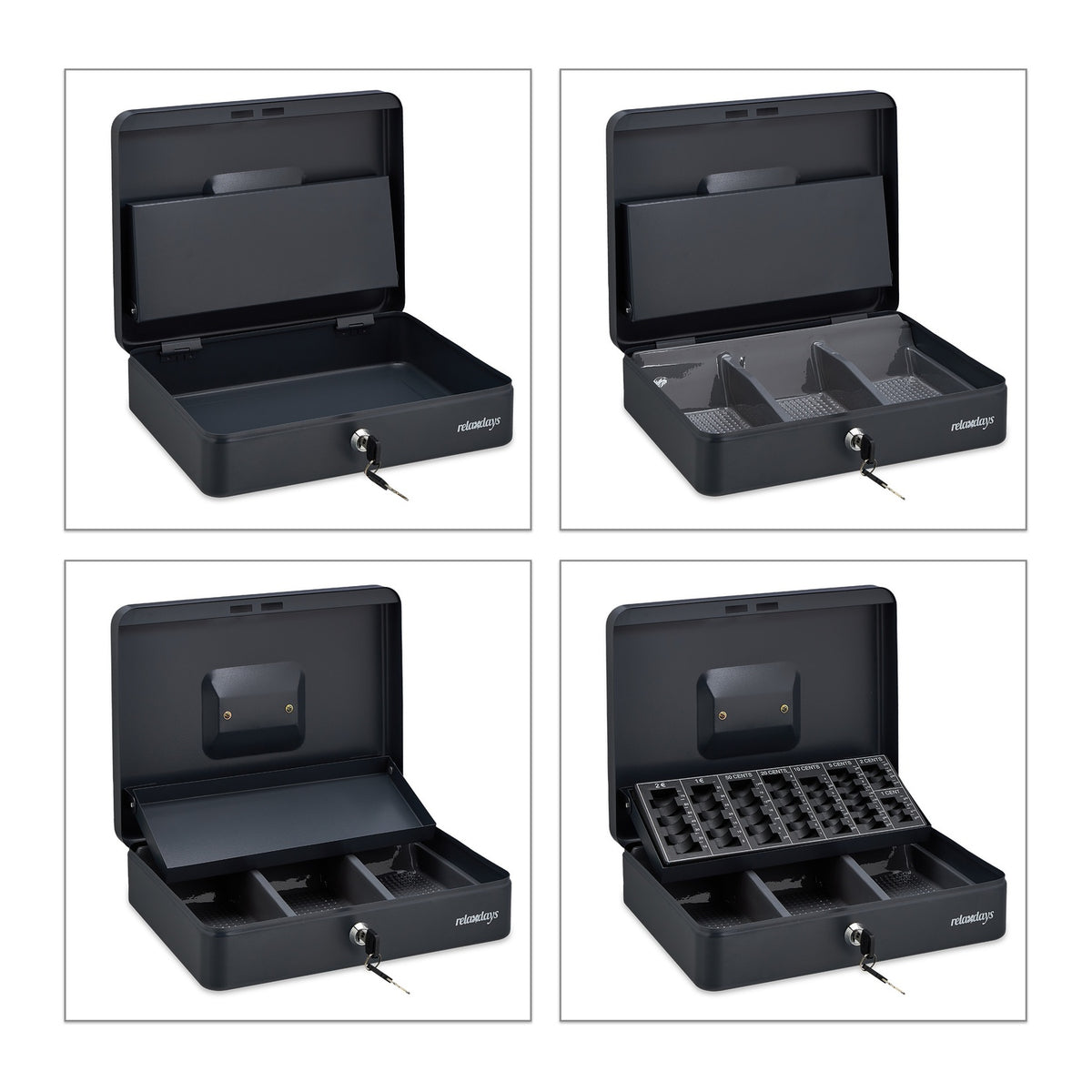 Gray cash box with 2 keys