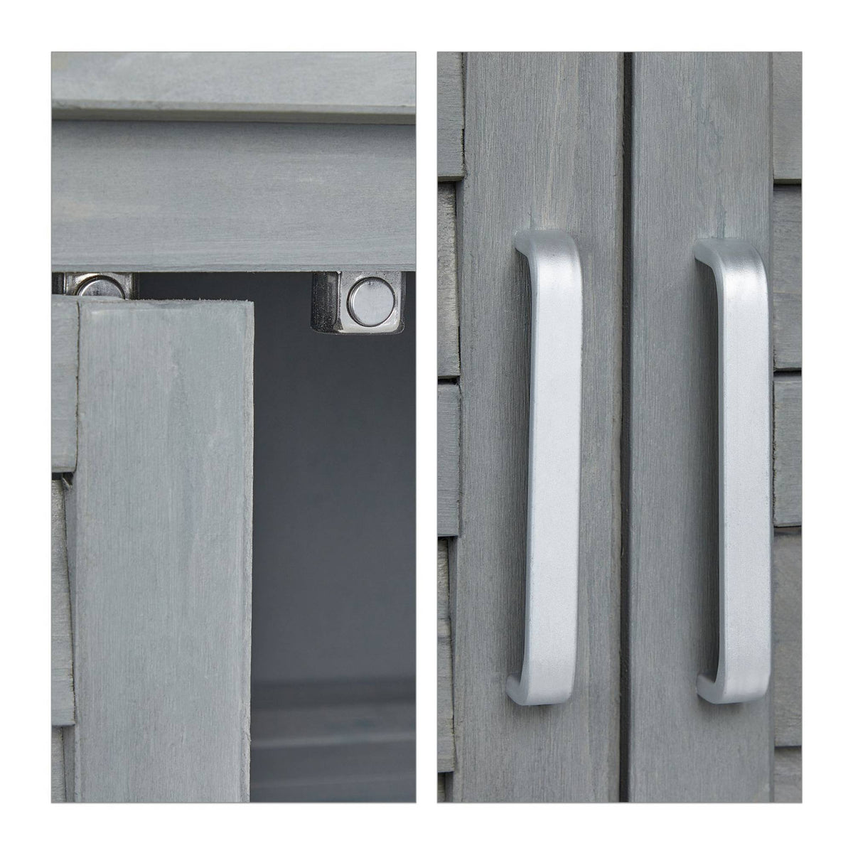Gray garden cabinet with 3 compartments