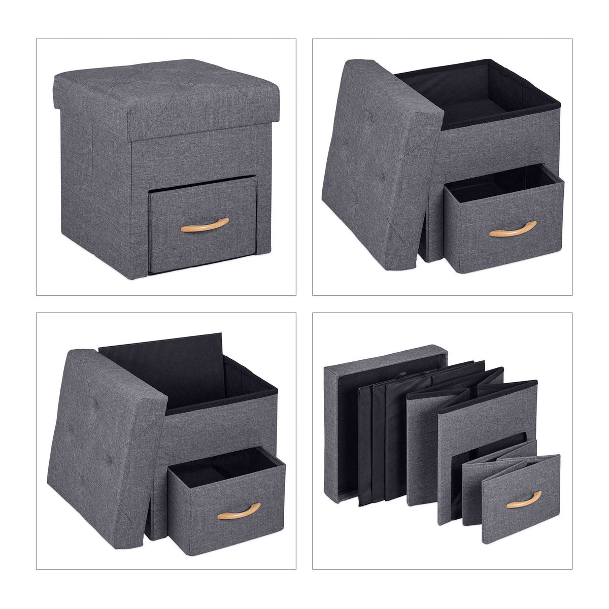 Gray stool with storage space